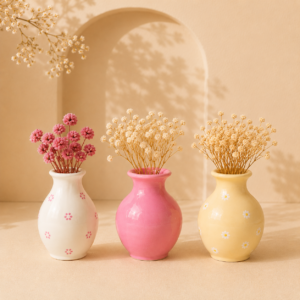 Mini Pot Magnets With Flowers (Set of 3)