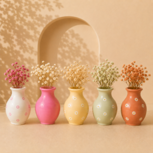 Mini Pot Magnets With Flowers (Set of 5)
